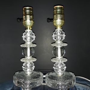 Crystal Boudoir Lamps Vintage 1pr